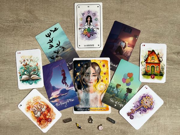 Exploration personnelle Tirage cartes, thématique introspection, développement personnel, tarot, oracle